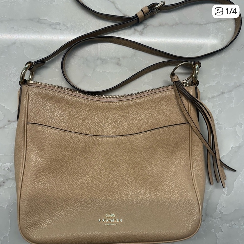 Coach Beige Leather Shoulder Bag